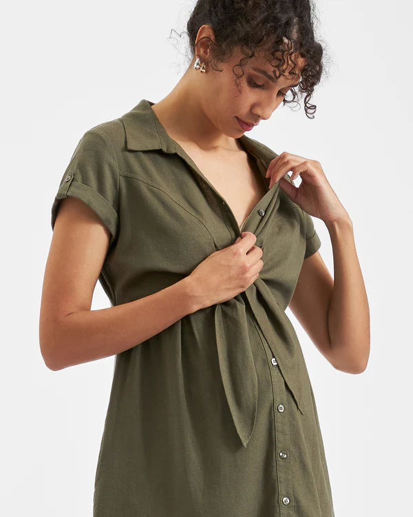 Ripe Colette Tie Up Dress - Olive