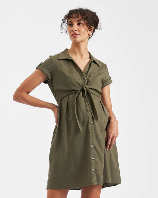 Ripe Colette Tie Up Dress - Olive