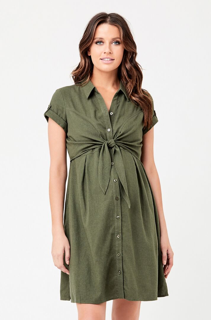 Ripe Colette Tie Up Dress - Olive