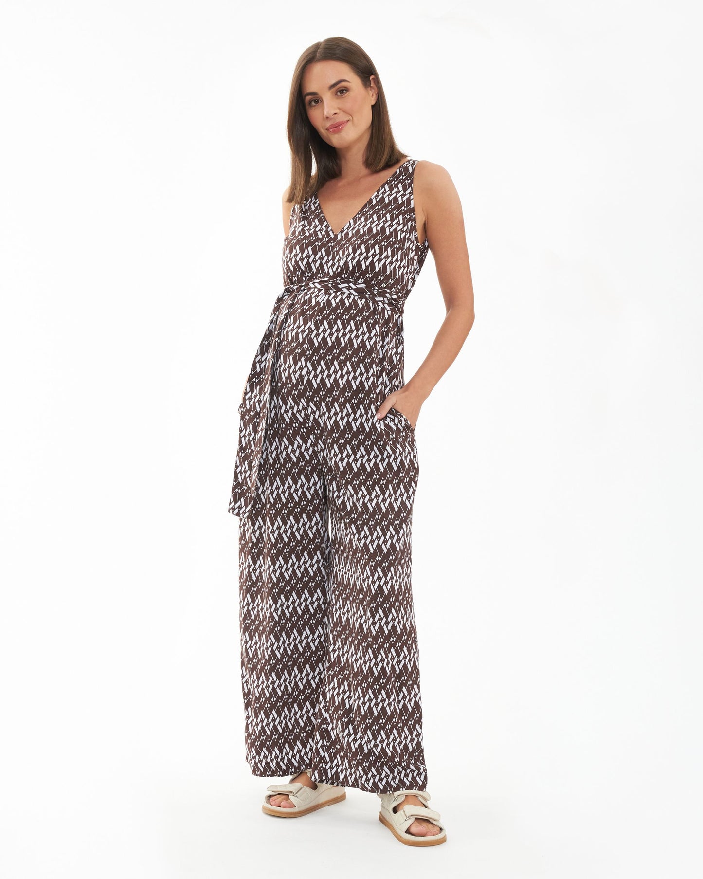 Ripe Grace Jumpsuit - Chocolate/White