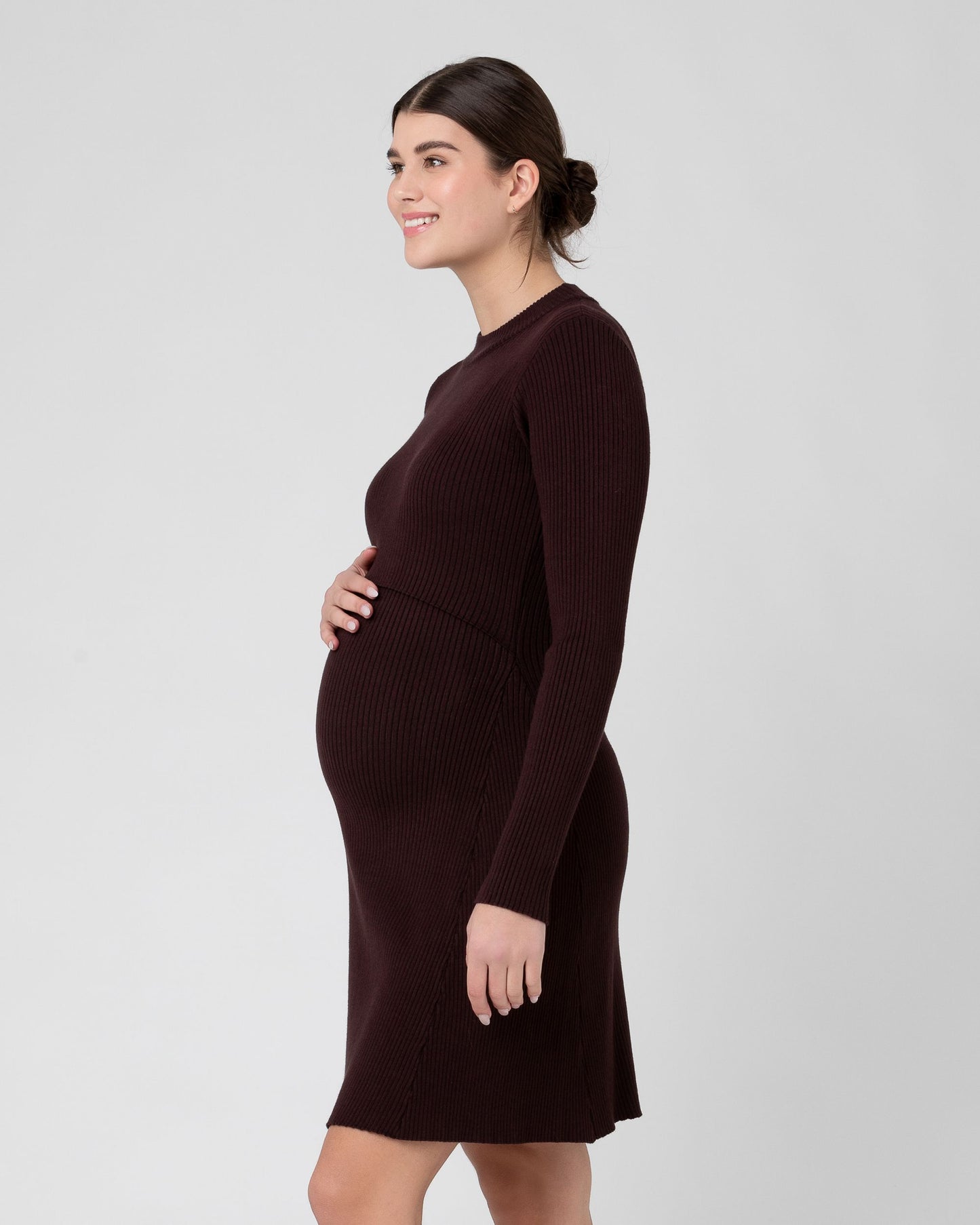 Ripe Hailey Rib Knit Nursing Dress - Chocolate