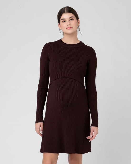 Ripe Hailey Rib Knit Nursing Dress - Chocolate