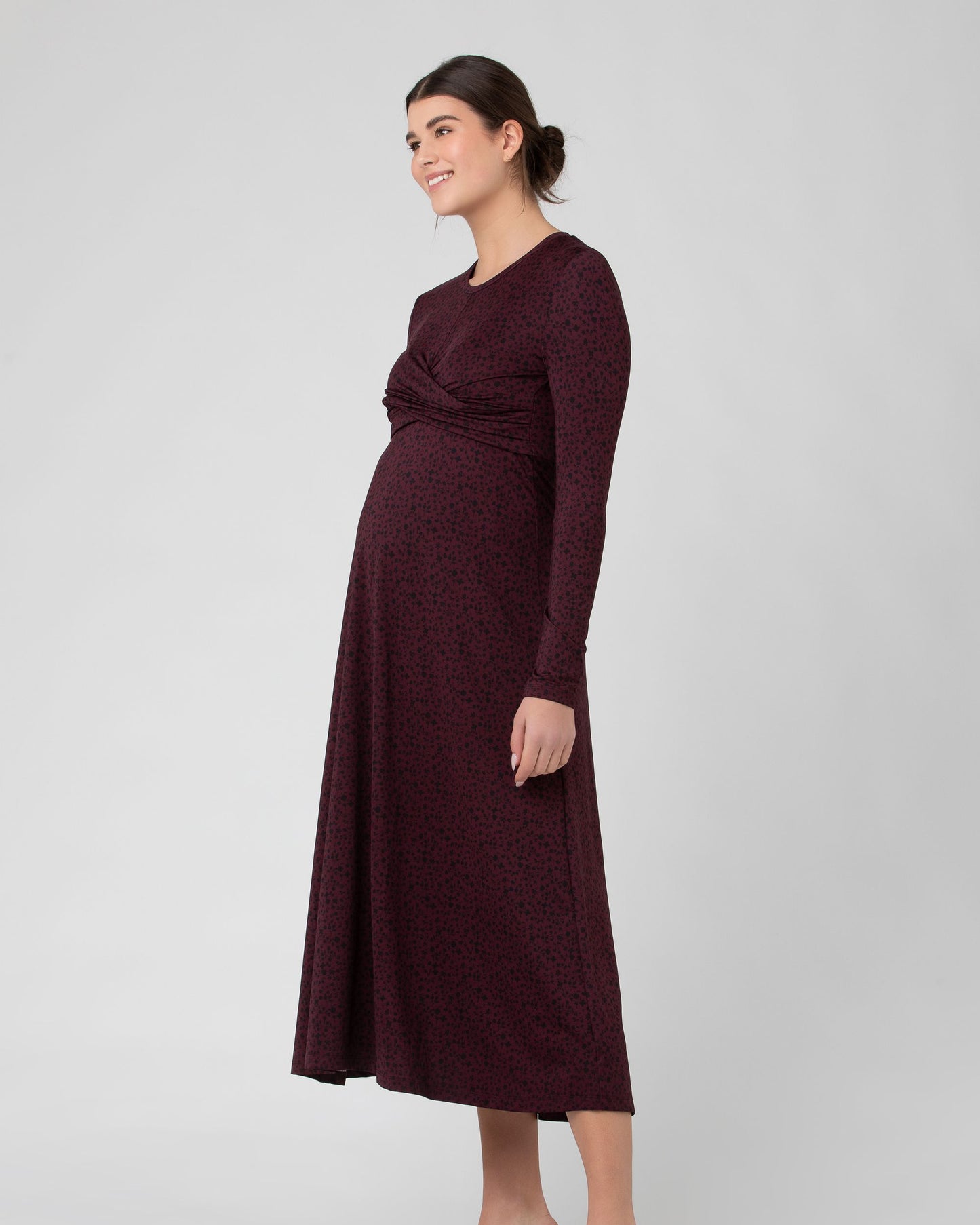 Ripe Jude Cross Front Nursing Dress - Maroon/Black