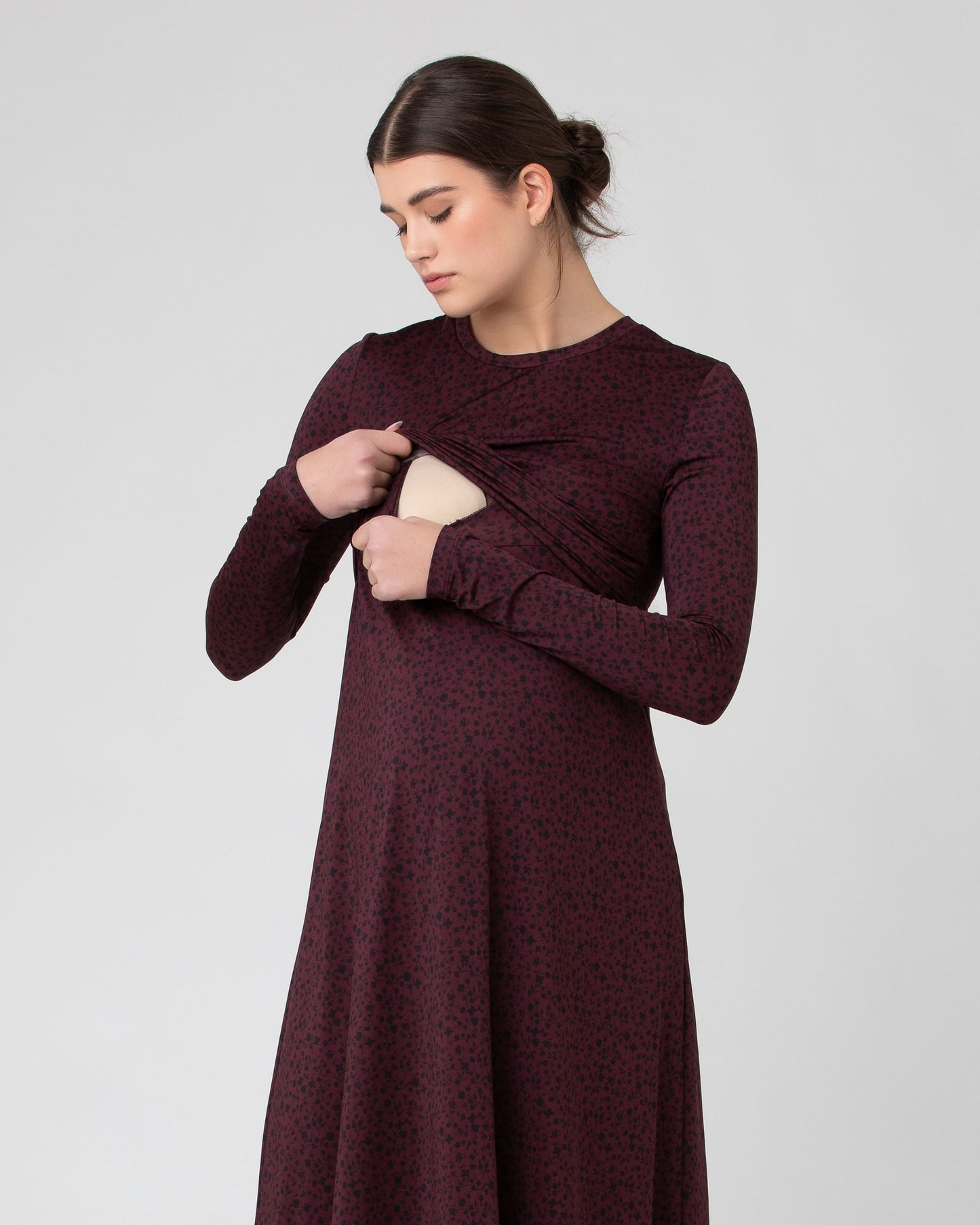 Ripe Jude Cross Front Nursing Dress - Maroon/Black