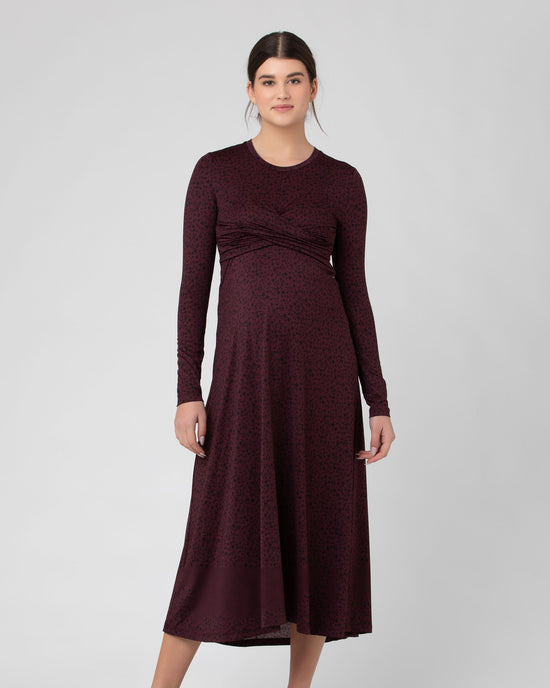 Ripe Jude Cross Front Nursing Dress - Maroon/Black