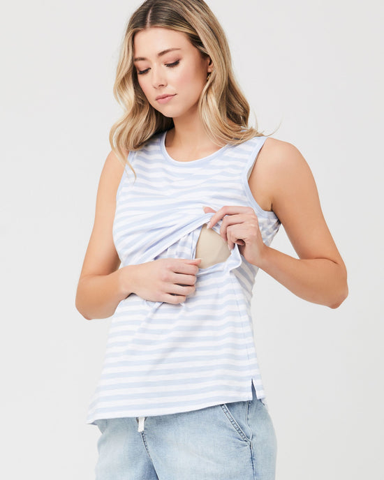 Ripe Lionel Nursing Tank - Pale Blue/White