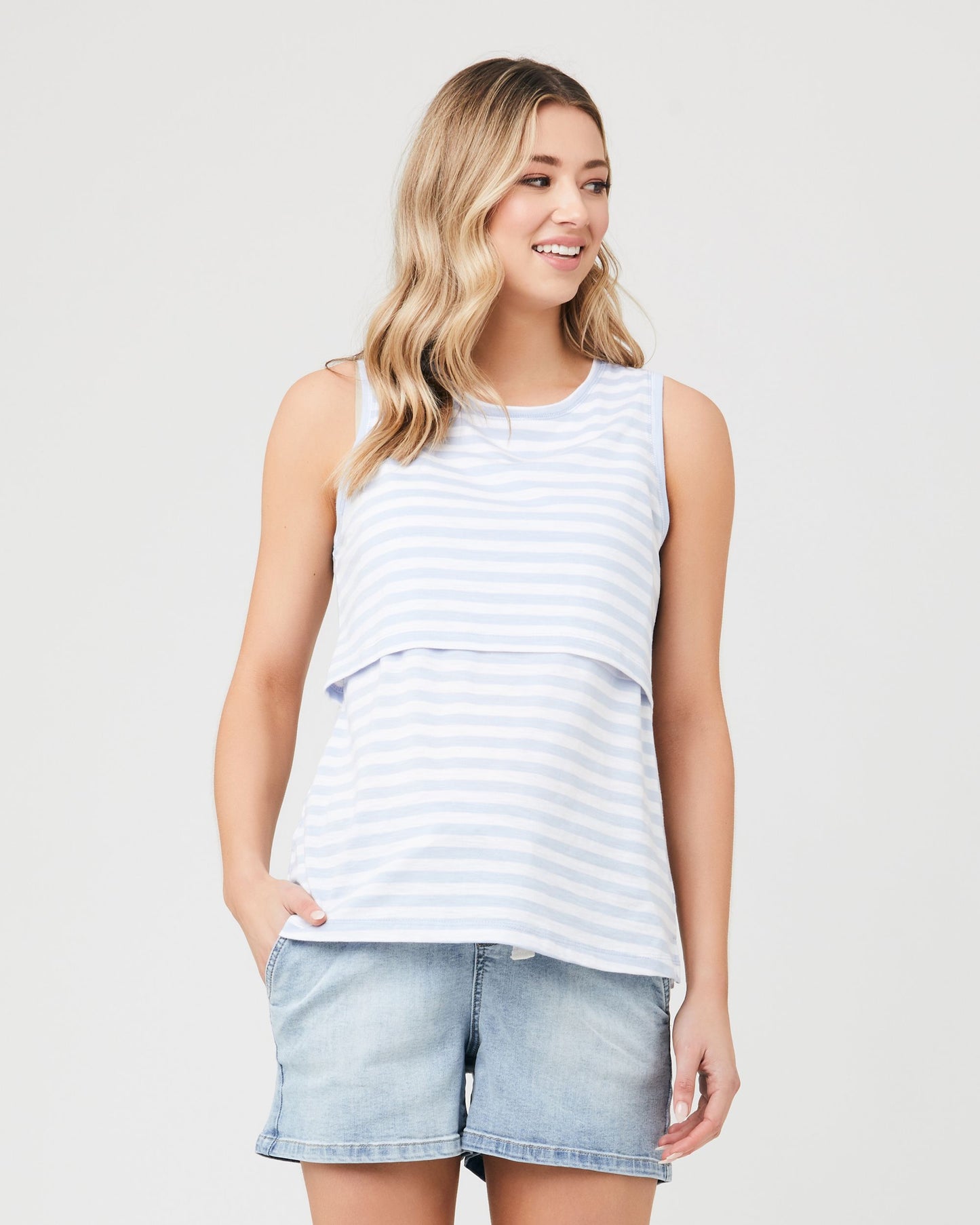 Ripe Lionel Nursing Tank - Pale Blue/White