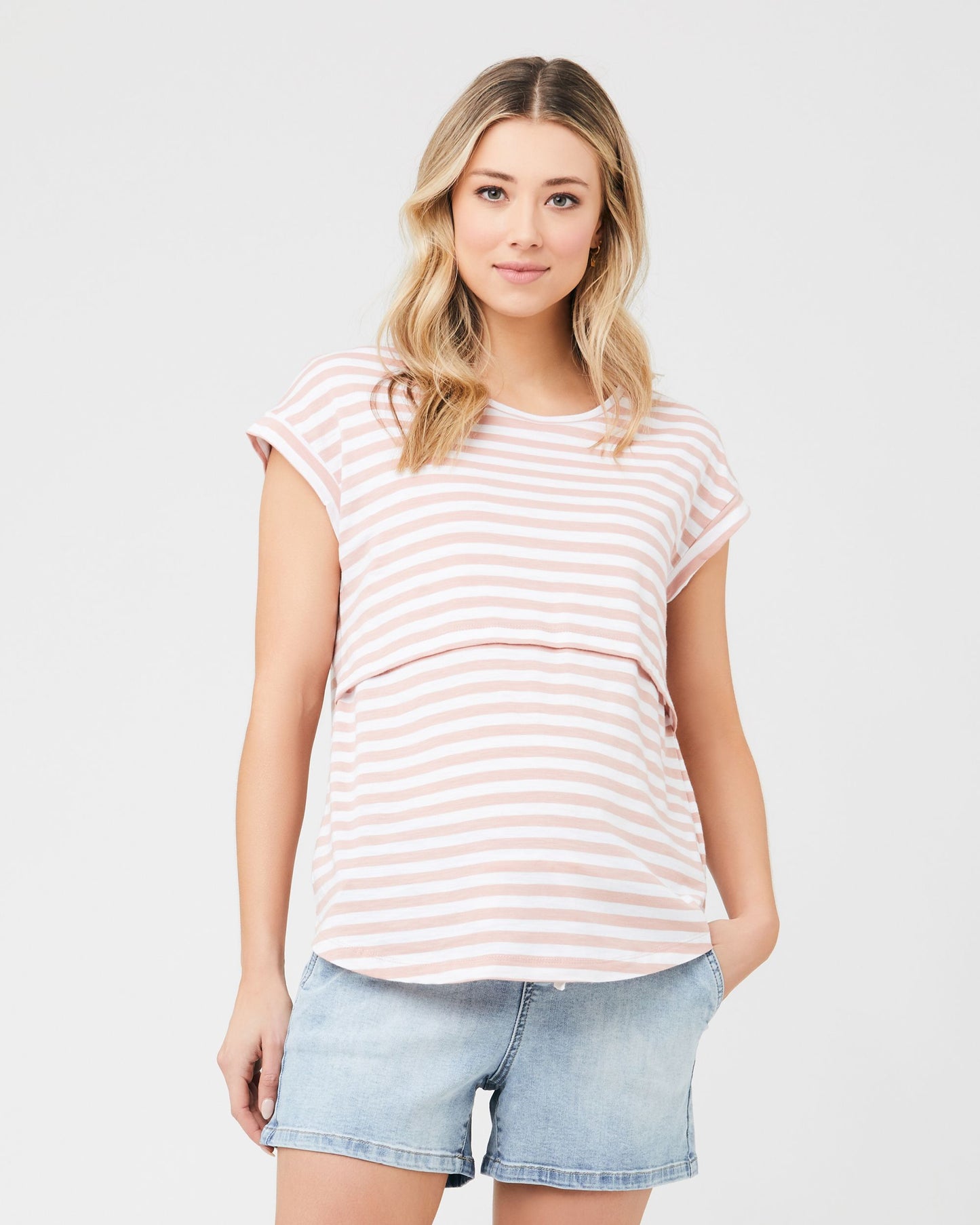 Ripe Lionel Nursing Tee - Dusty Pink/White