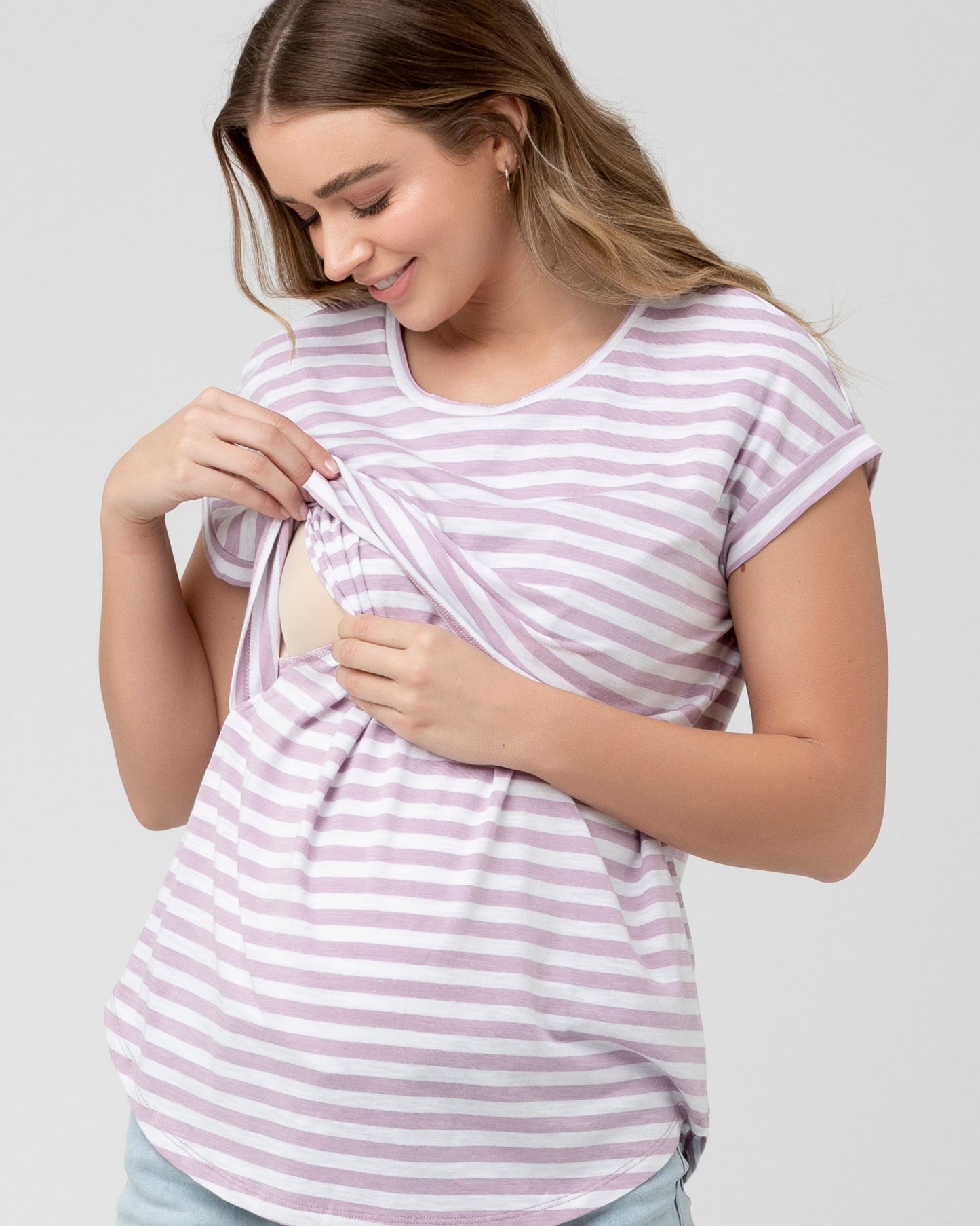 Ripe Lionel Nursing Tee - Lilac/White