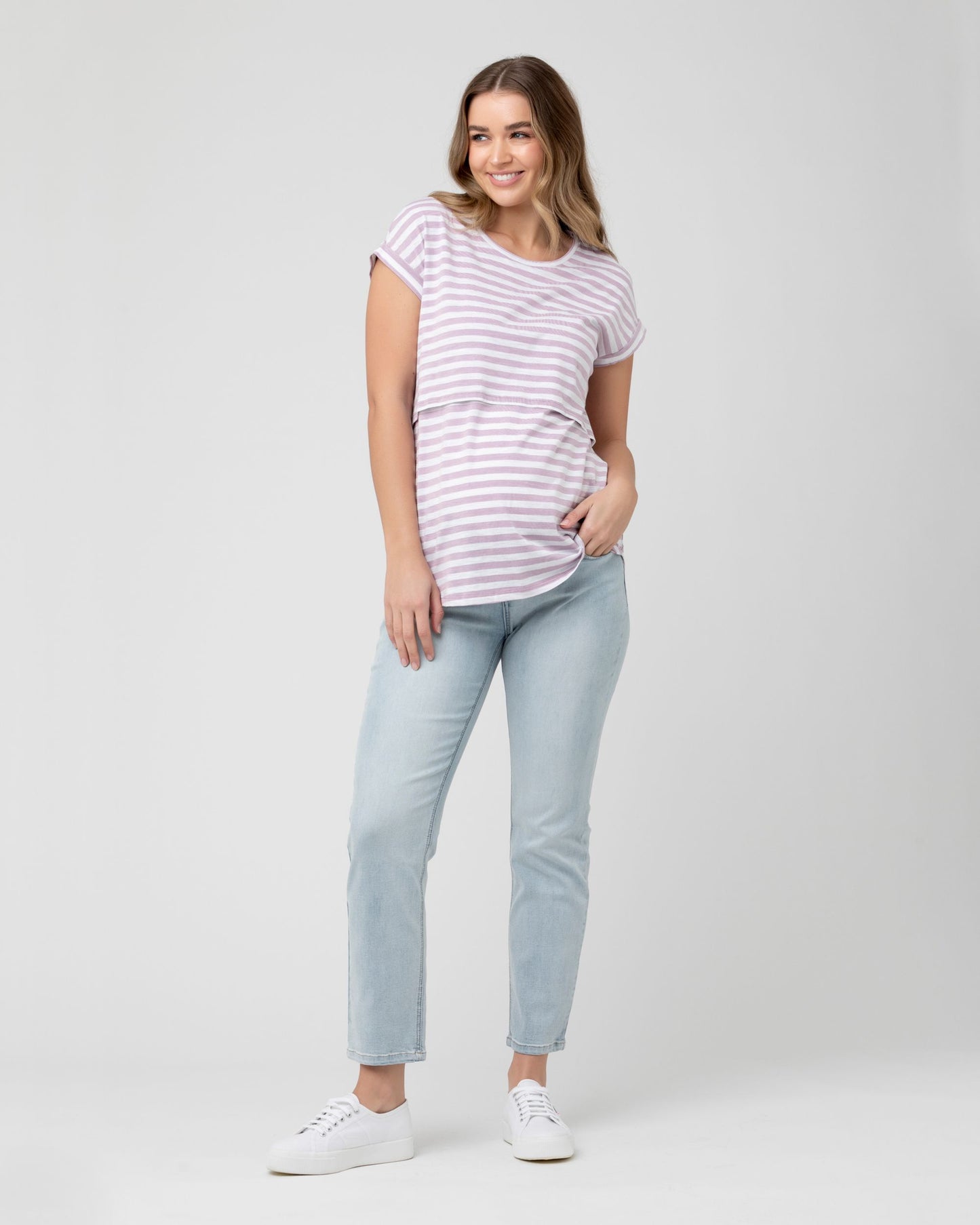 Ripe Lionel Nursing Tee - Lilac/White