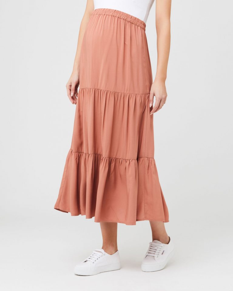 Ripe Lynsey Tiered Skirt - Terracotta