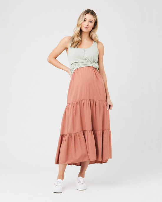 Ripe Lynsey Tiered Skirt - Terracotta