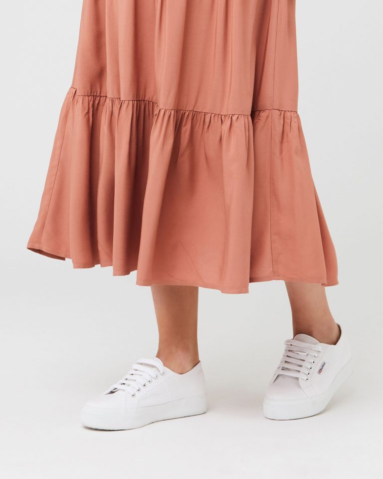 Ripe Lynsey Tiered Skirt - Terracotta