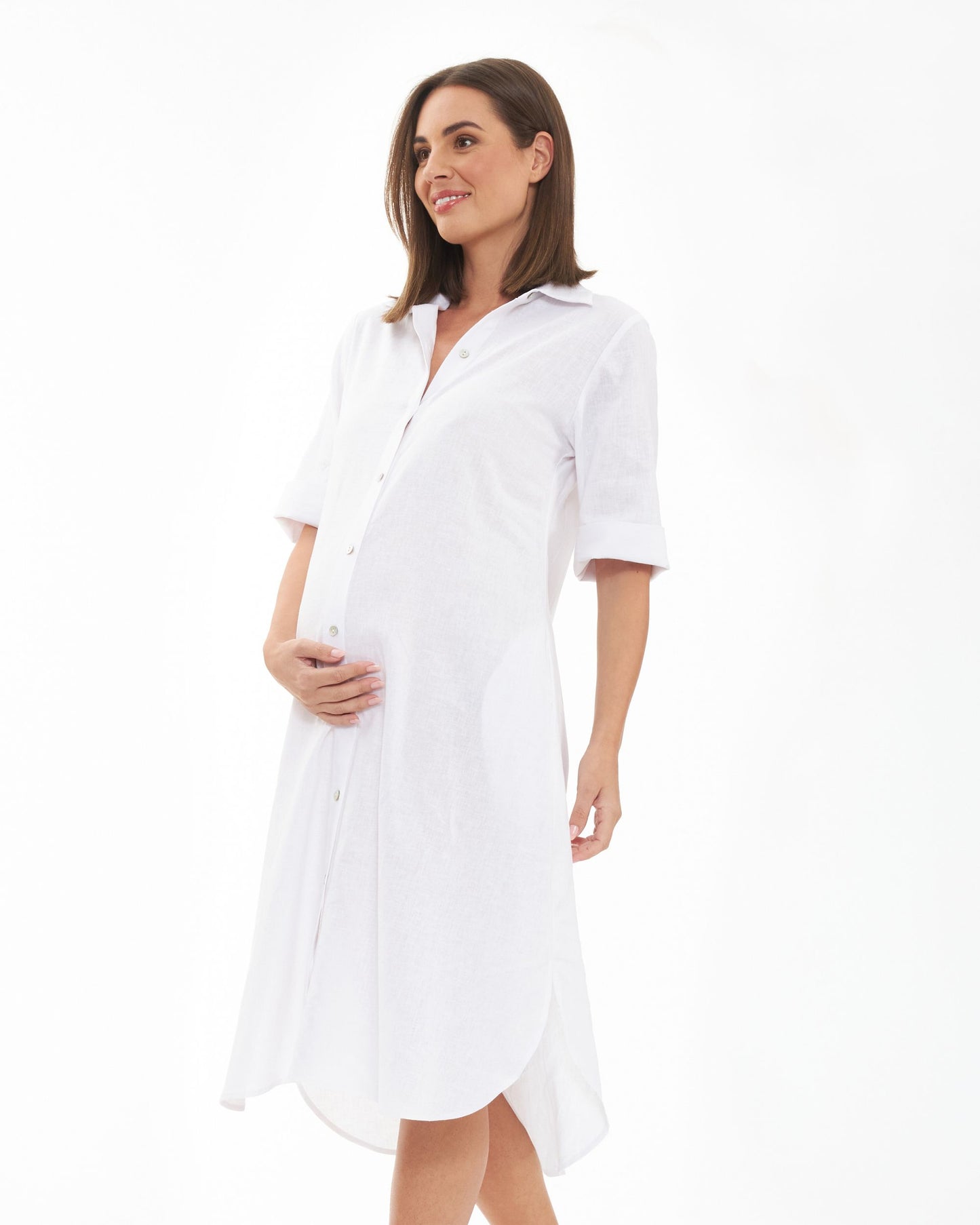 Ripe Molly Linen Shirt Dress - White