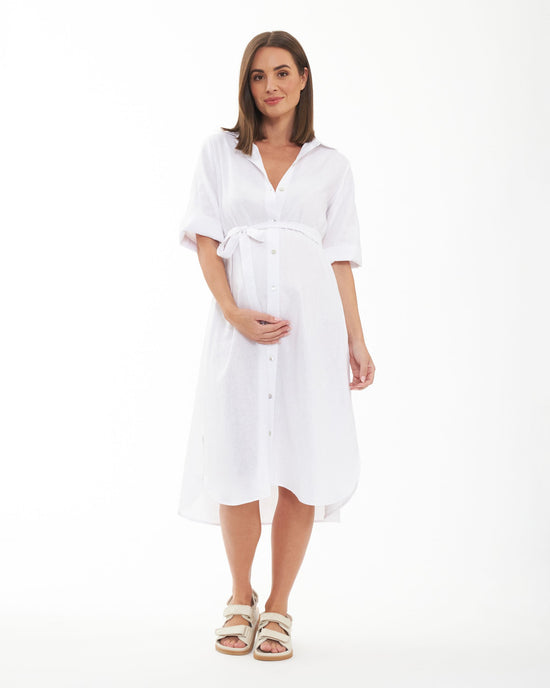 Ripe Molly Linen Shirt Dress - White