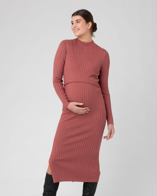 Ripe Nella Rib Nursing Knit Dress - Rouge