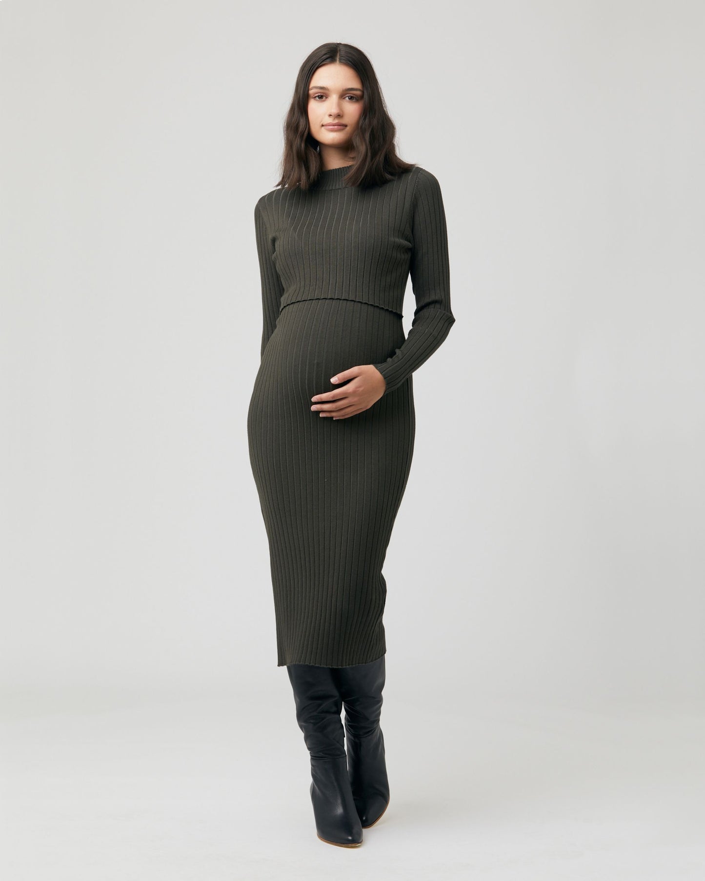 Ripe Nella Rib Nursing Knit Dress - Ivy