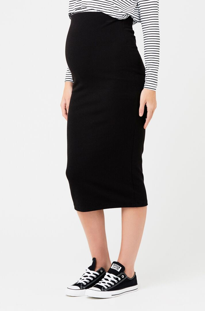 Ripe Ribbed Knit Pencil Skirt - Black