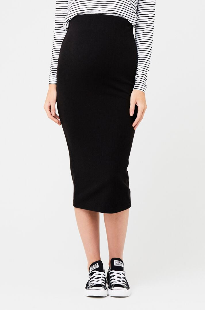 Ripe Ribbed Knit Pencil Skirt - Black