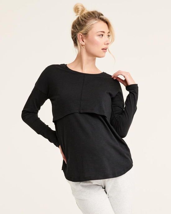 Ripe Richie Long Sleeve Nursing Tee - Black