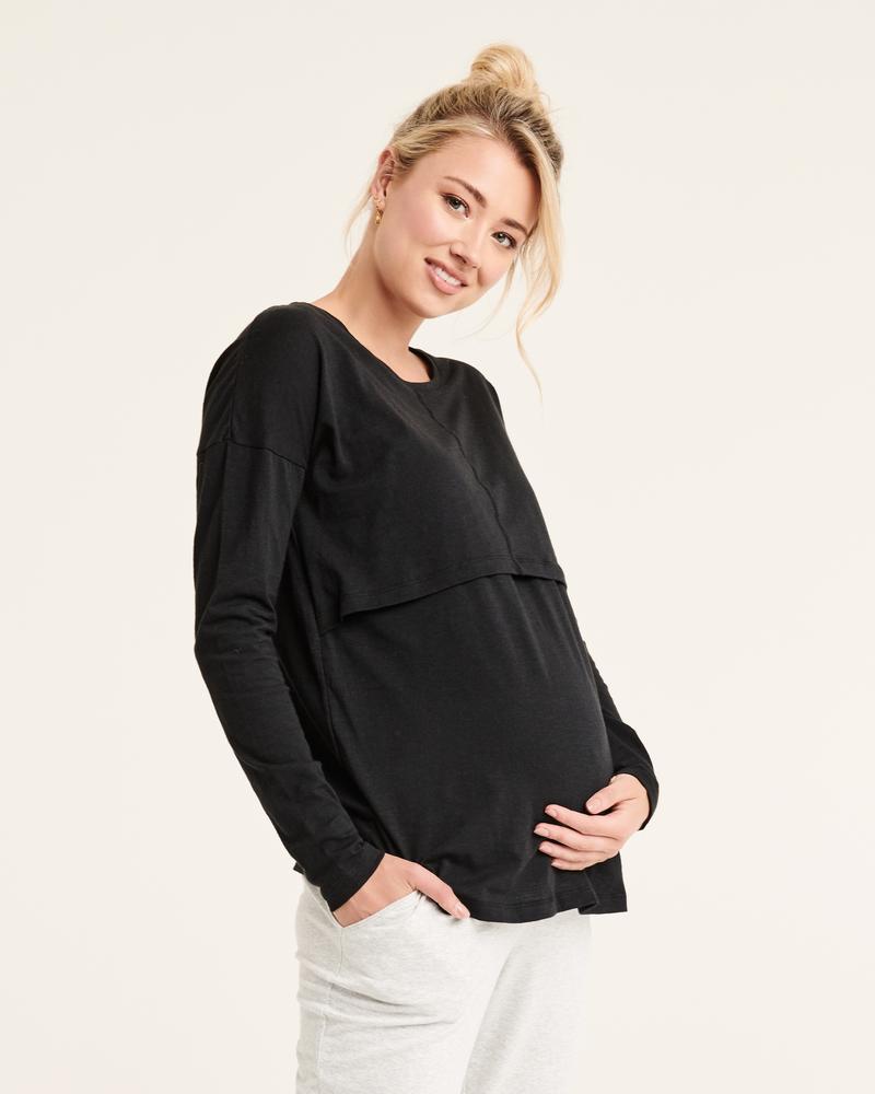 Ripe Richie Long Sleeve Nursing Tee - Black