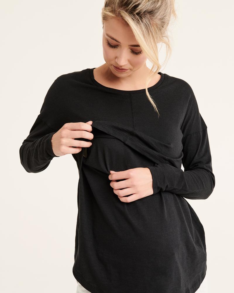 Ripe Richie Long Sleeve Nursing Tee - Black