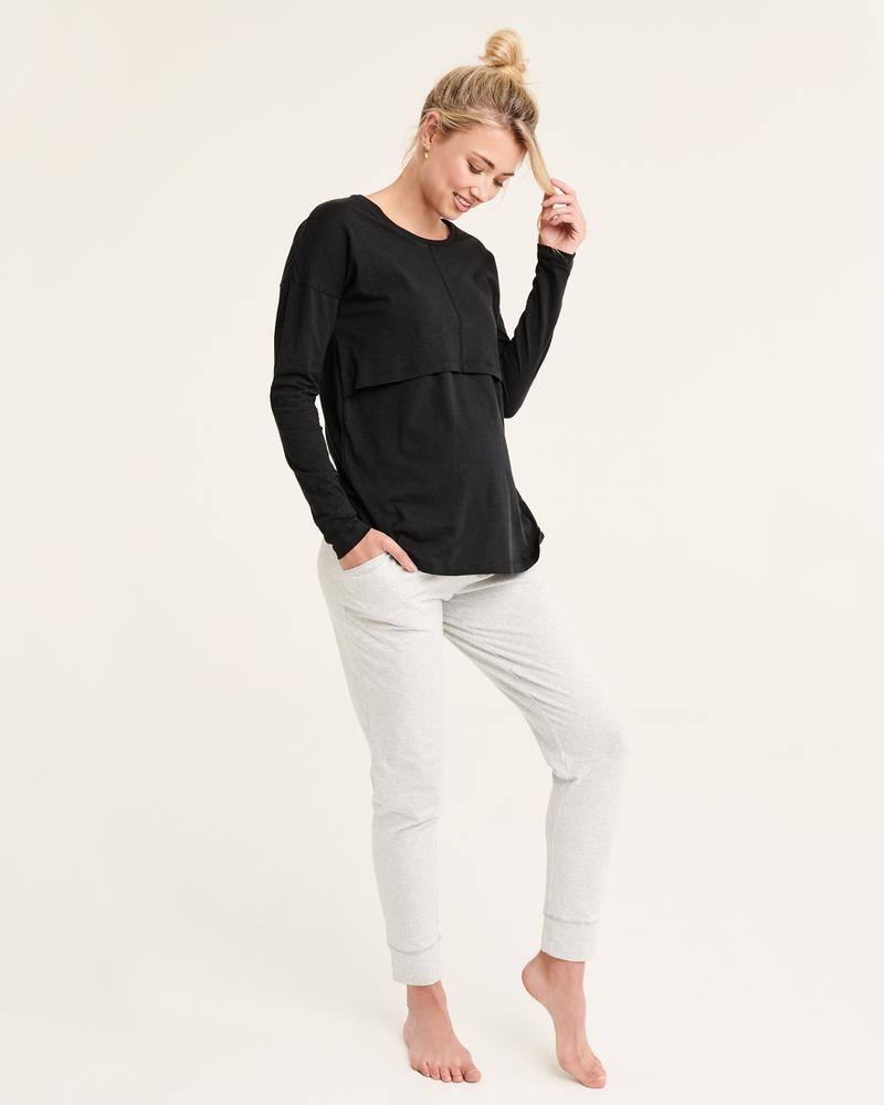 Ripe Richie Long Sleeve Nursing Tee - Black