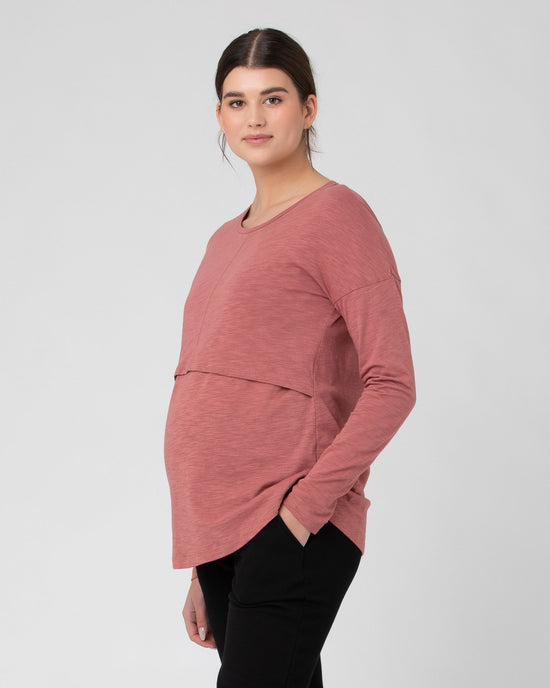 Ripe Richie Long Sleeve Nursing Tee - Rouge