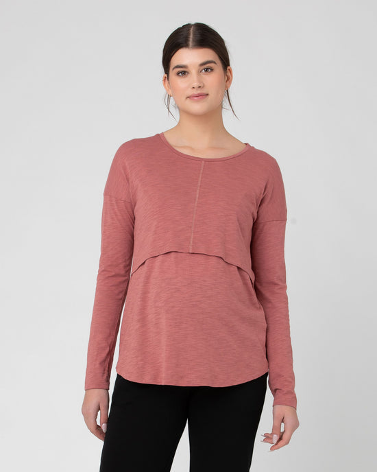 Ripe Richie Long Sleeve Nursing Tee - Rouge