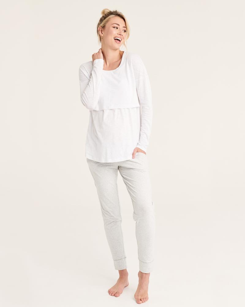 Ripe Richie Long Sleeve Nursing Tee - White