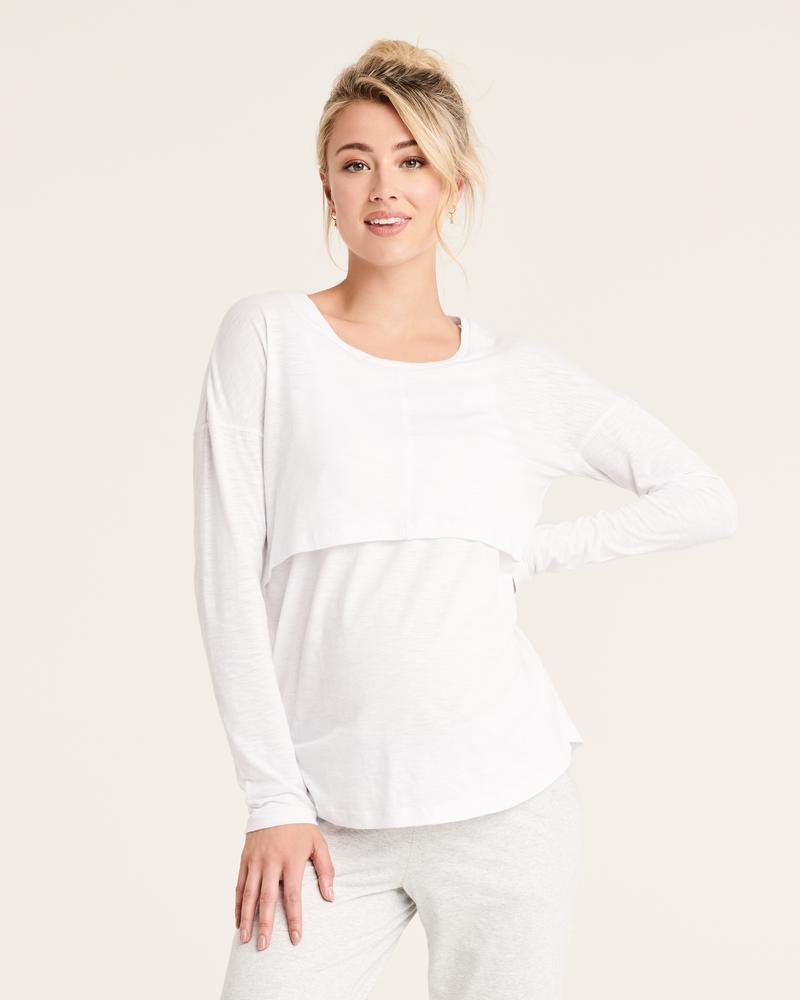 Ripe Richie Long Sleeve Nursing Tee - White