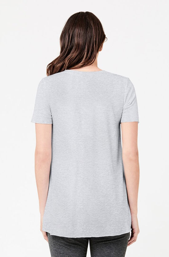 Ripe Raw Edge Short Sleeve Nursing Top - Silver/Marle