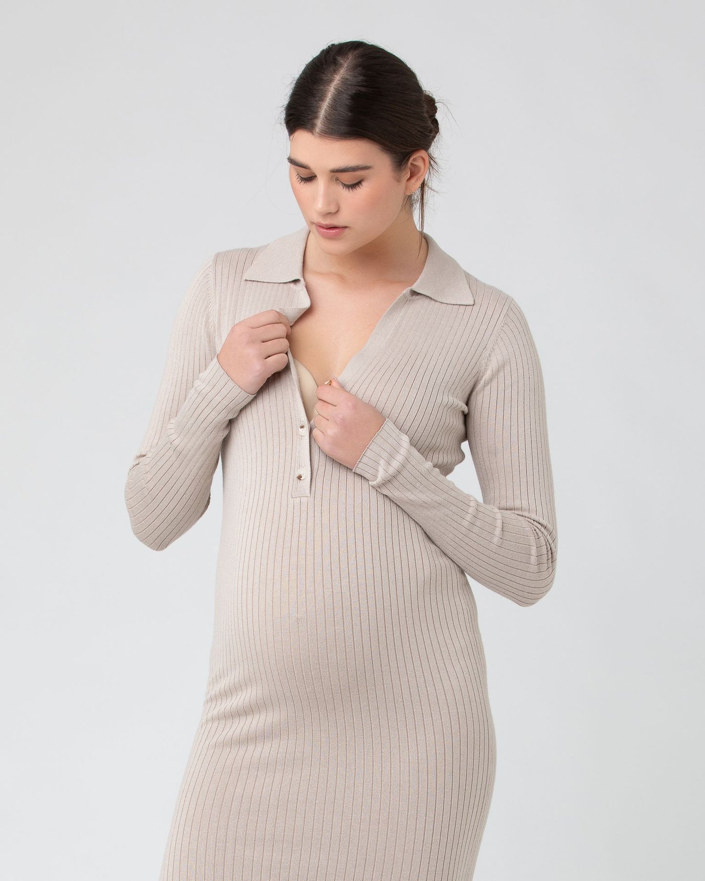 Ripe Sammy Knit Polo Dress - Stone