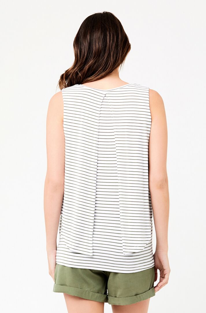 Ripe Stripe Swing Back Nursing Tank – White / Khaki