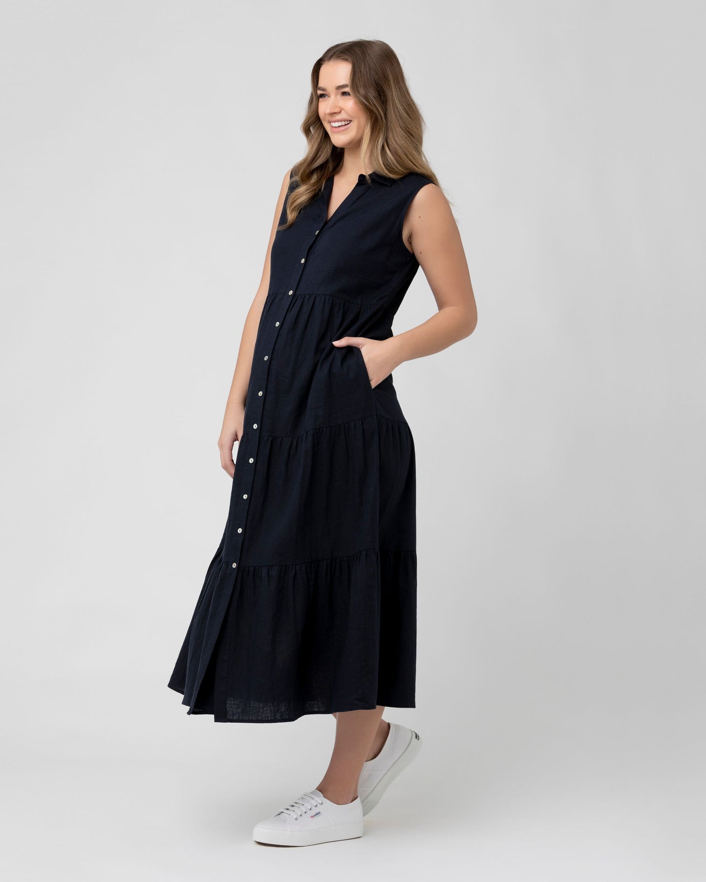 Ripe Tracy Tiered Dress - Navy