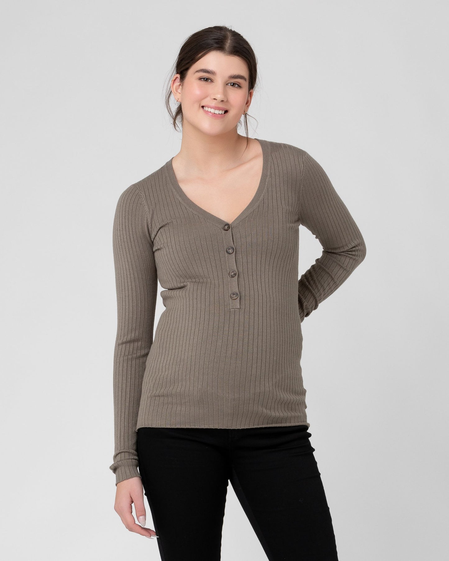 Ripe Zoe Button Up Nursing Knit - Olive