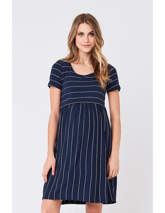 Ripe Crop Top Nursing Dress - Indigo/White