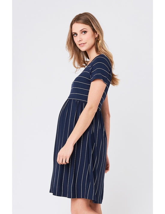 Ripe Crop Top Nursing Dress - Indigo/White