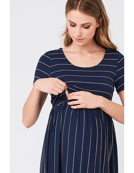 Ripe Crop Top Nursing Dress - Indigo/White