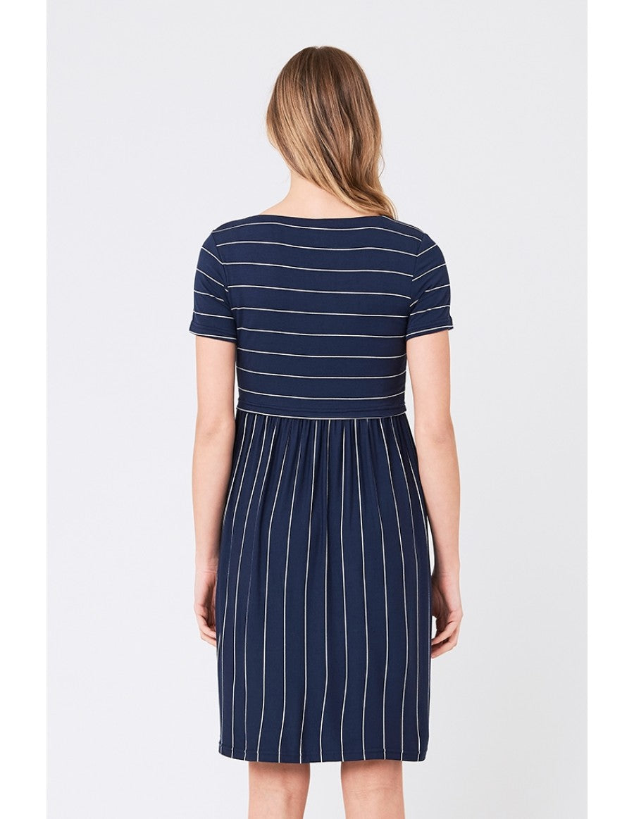 Ripe Crop Top Nursing Dress - Indigo/White
