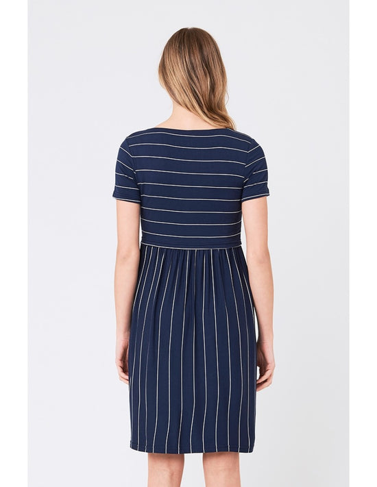 Ripe Crop Top Nursing Dress - Indigo/White