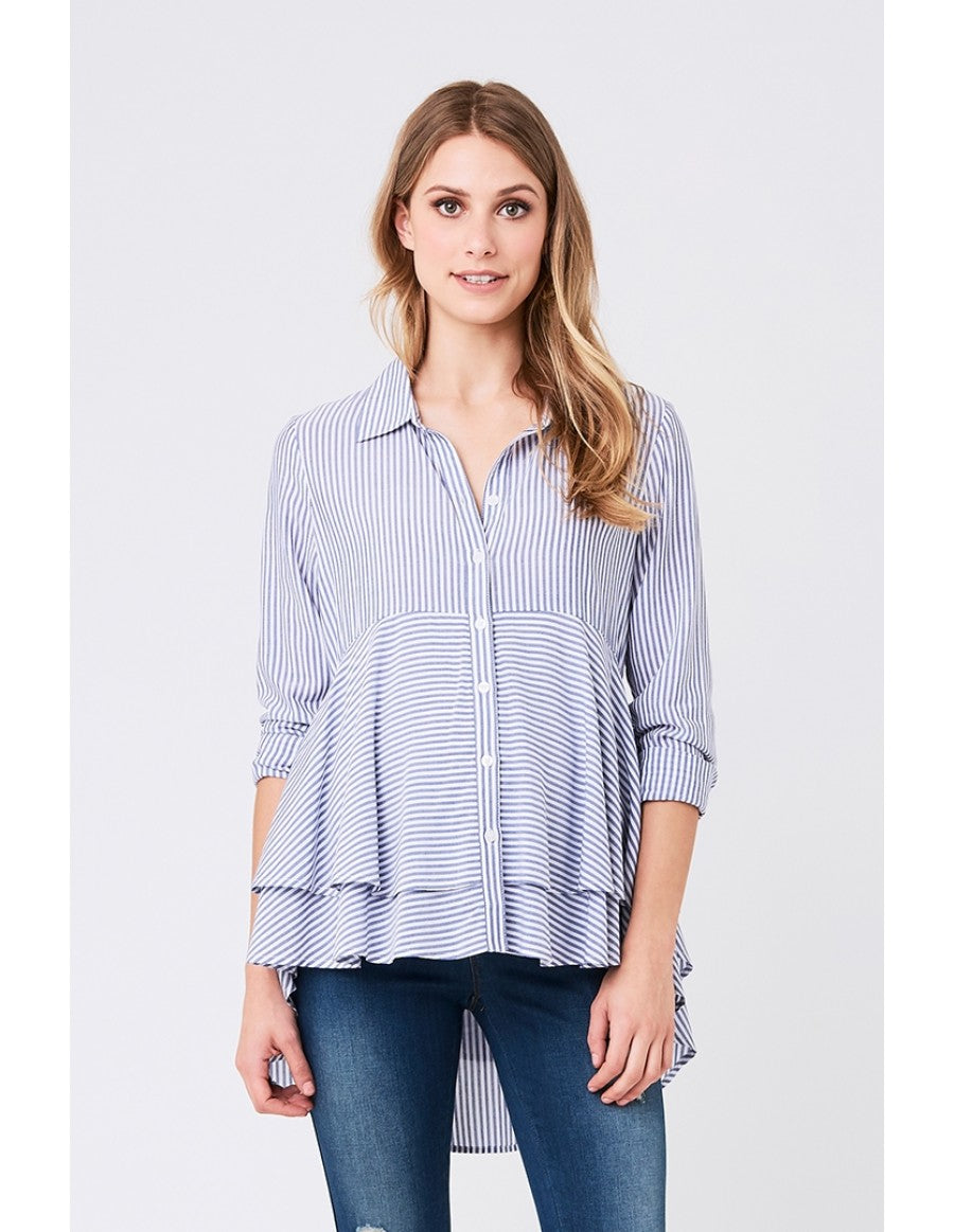 Ripe Stripe Layered Peplum Shirt