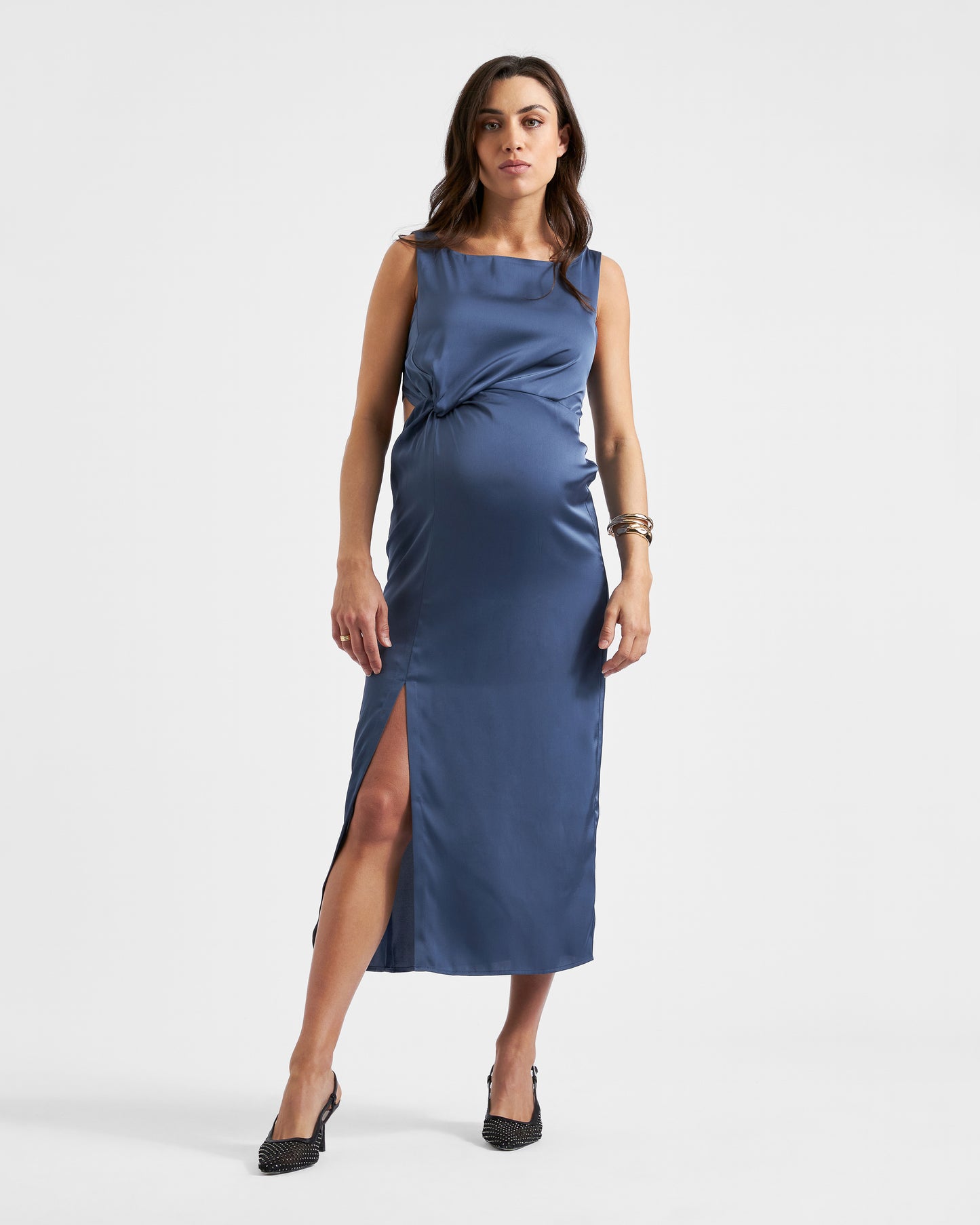 Ripe  Chantell Side Twist Dress - Washed Indigo