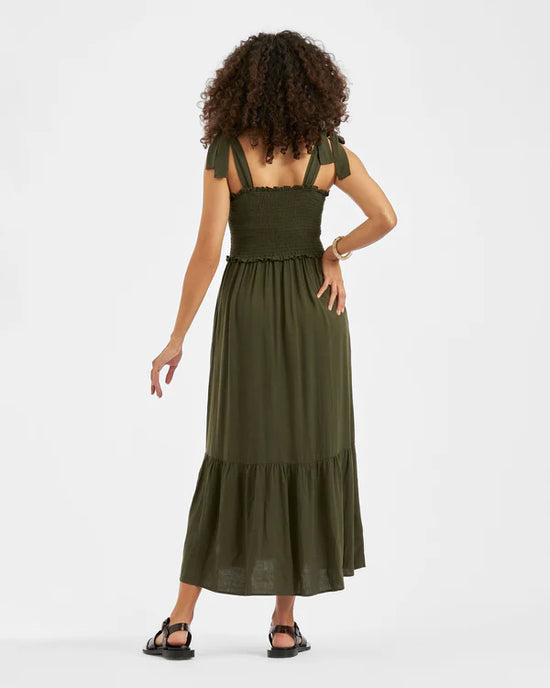 Ripe Brandi Shirred Dress - Khaki