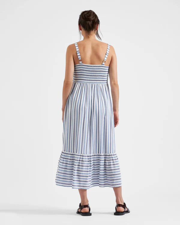 Ripe Lana Tie Front Dress - Sky Blue/Navy/White