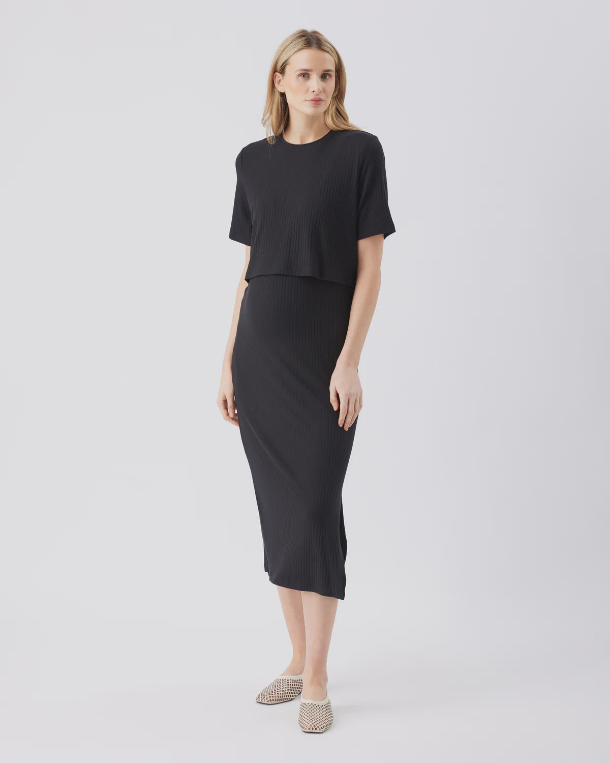 Ripe Ivy Rib Nursing Dress - Black