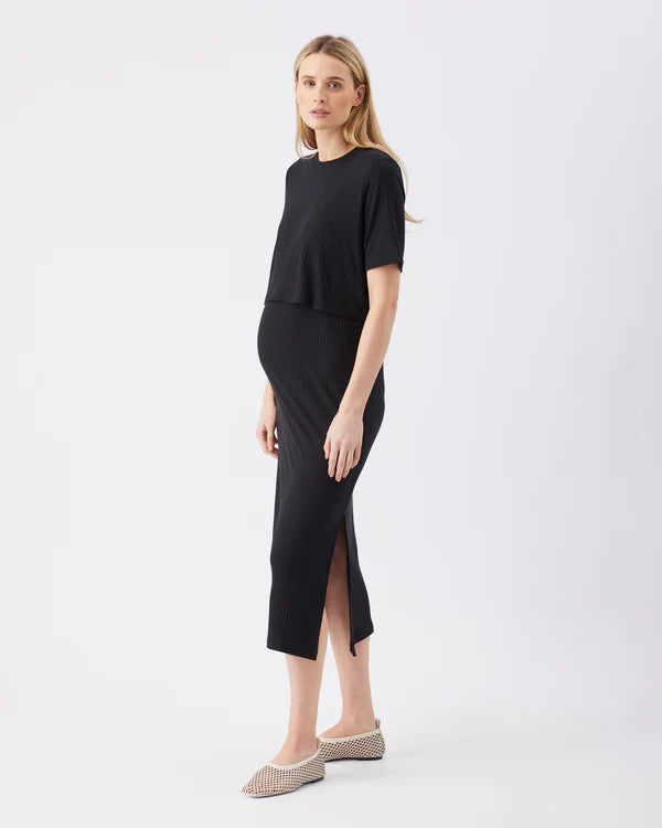 Ripe Ivy Rib Nursing Dress - Black