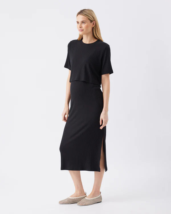 Ripe Ivy Rib Nursing Dress - Black