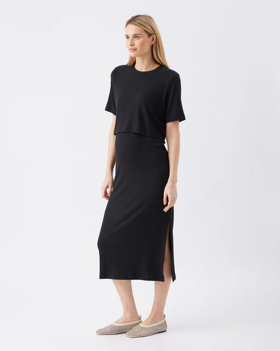 Ripe Ivy Rib Nursing Dress - Black