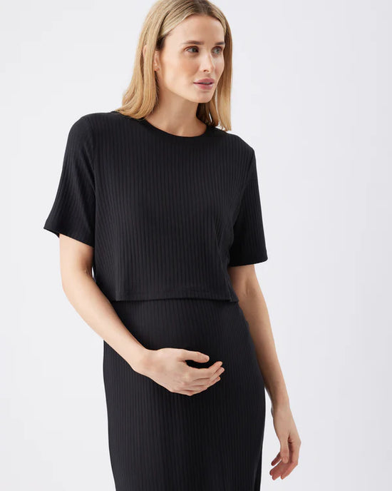 Ripe Ivy Rib Nursing Dress - Black